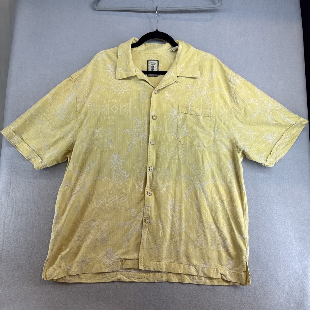Jamaica Jaxx Hawaiian Shirt Size‎ XXL, Yellow, 100% Silk